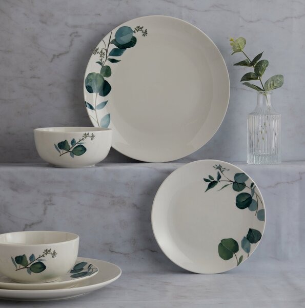 Eucalyptus 12 Piece Dinner Set Green/White