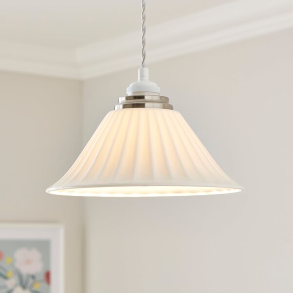 Lilbourne Ribbed Ceramic Easy Fit Pendant Shade White