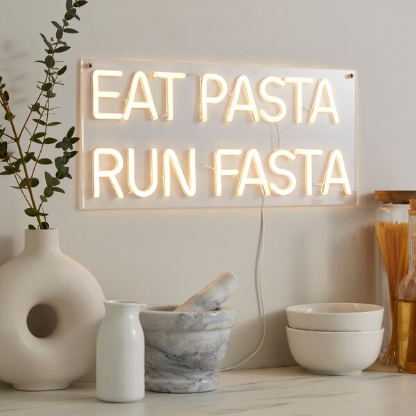 Eat Pasta Run Fasta Neon Sign Clear