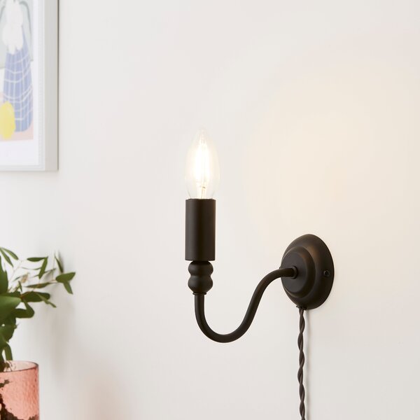 Pride and Joy Easy Fit Plug In Wall Light Black