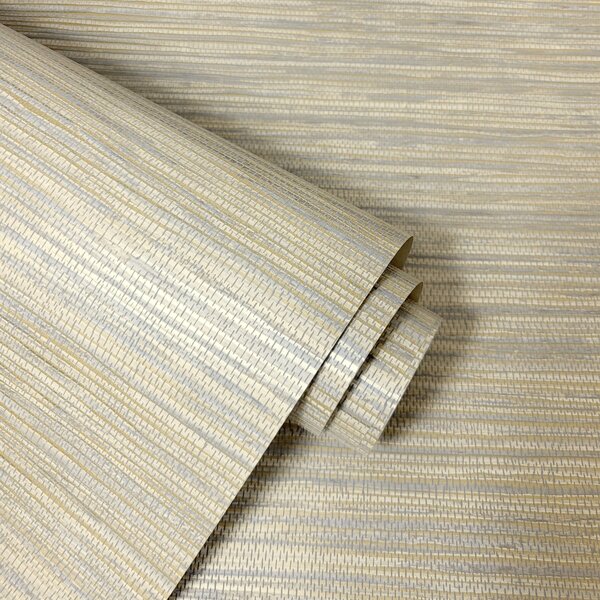 Grasscloth Metallic Textured Wallpaper