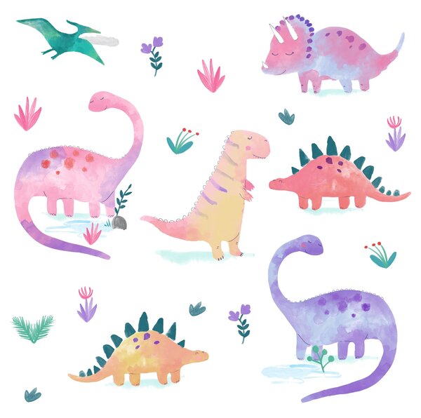 Dinosaur Pink Medium Wall Stickers