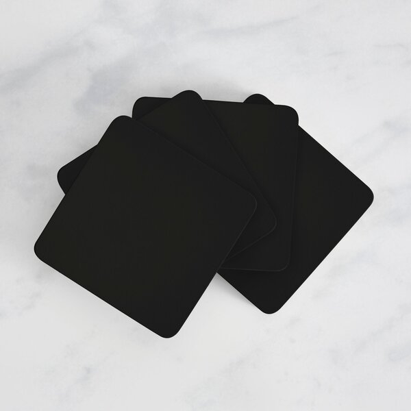 Painted Wooden Coasters Set of 4 Black