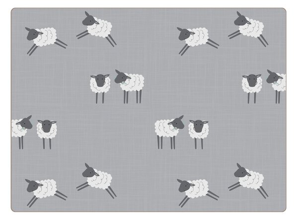 Penny the Sheep Set of 4 Cork Back Placemats Grey and White
