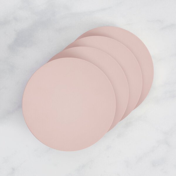 Painted Wooden Round Coasters Set of 4 Pink