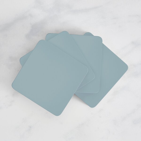 Painted Wooden Coasters Set of 4 Blue