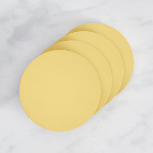 Painted Wooden Round Coasters Set of 4 Yellow
