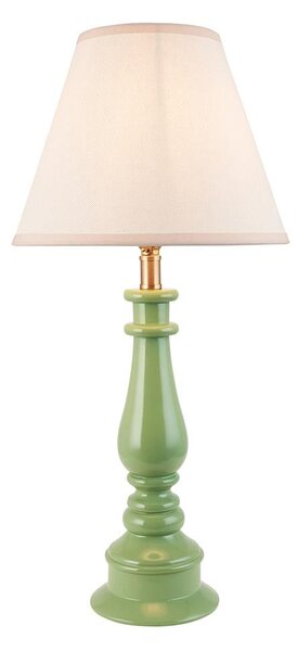 Lenoir White 25cm Shade Resin Table Lamp In Cotswold Green