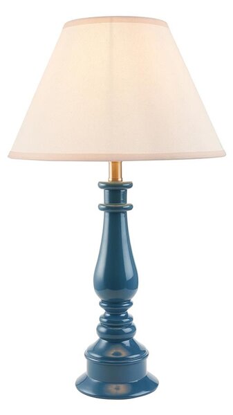 Lenoir White 30cm Shade Resin Table Lamp In Marlin Blue