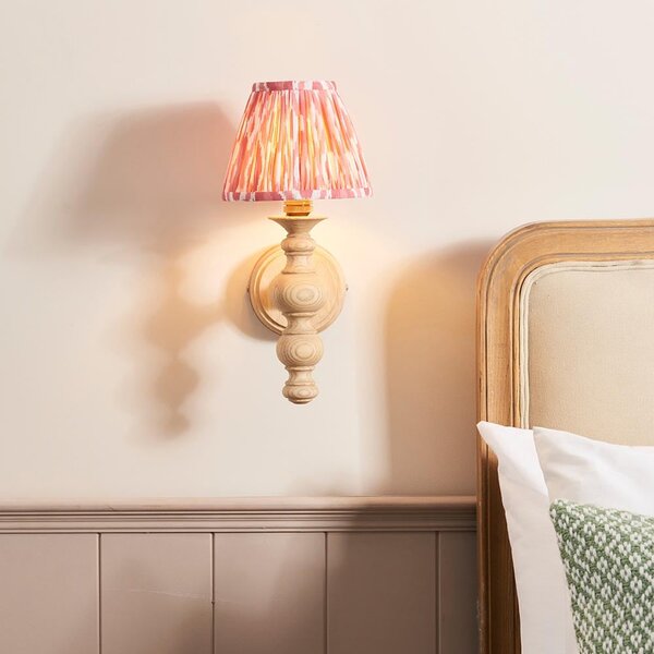 Laredo Coral Pink 16cm Shade Wood Wall Light In Natural Ash