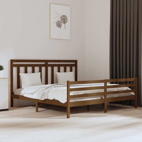 Bed Frame Honey Brown Solid Wood 180x200 cm 6FT Super King