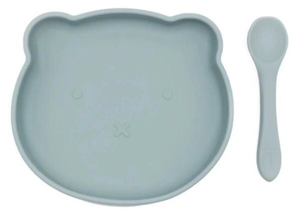 BLW Essentials Bear Plate and Spoon - Dusky Blue