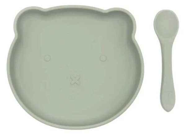BLW Essentials Bear Plate and Spoon - Sage