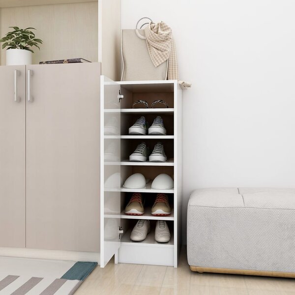Shoe Cabinet High Gloss White 32x35x92 cm Engineered Wood