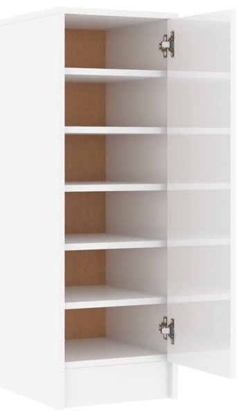 Shoe Cabinet High Gloss White 32x35x92 cm Engineered Wood