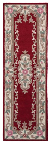 Lotus Premium Aubusson Runner Red, Green and Pink