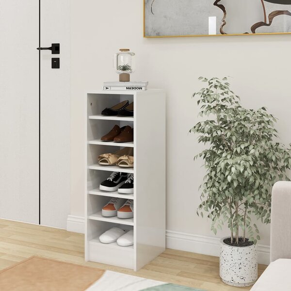 Shoe Cabinet High Gloss White 31.5x35x92 cm Engineered Wood
