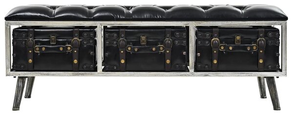 Storage Bench 110 cm Black Artificial Leather