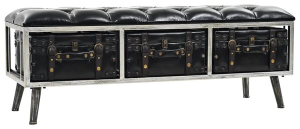 Storage Bench 110 cm Black Artificial Leather