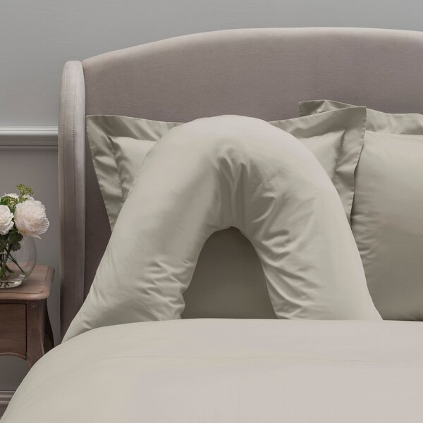 Dorma 300 Thread Count 100% Cotton Sateen Plain V-Shaped Pillowcase Cream