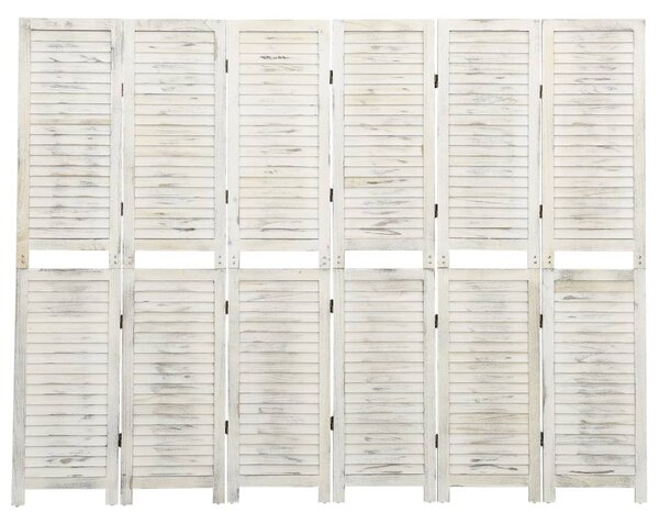 6-Panel Room Divider Antique White 215x166 cm Solid Wood