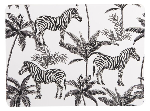 Madagascar Set of 4 Zebra Repeat Placemats Black, Grey and White