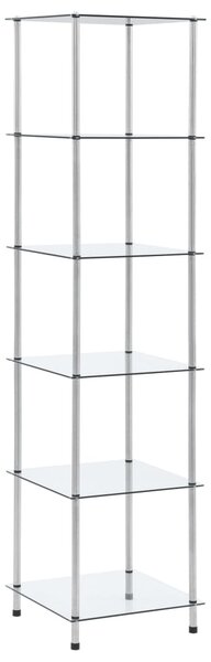 6-Tier Shelf Transparent 40x40x160 cm Tempered Glass