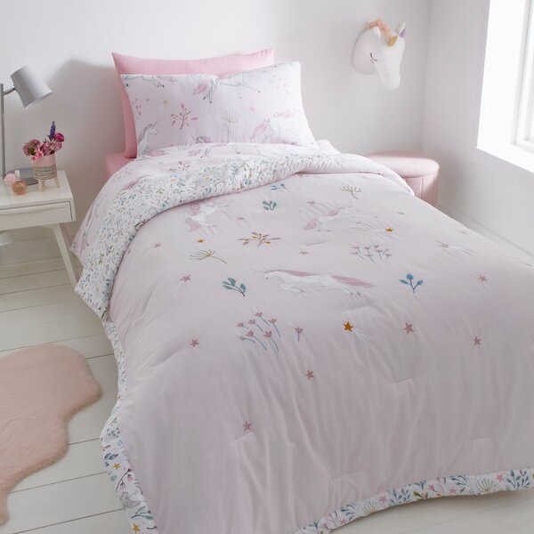 Enchanted Unicorn Quilted Bedspread Pink