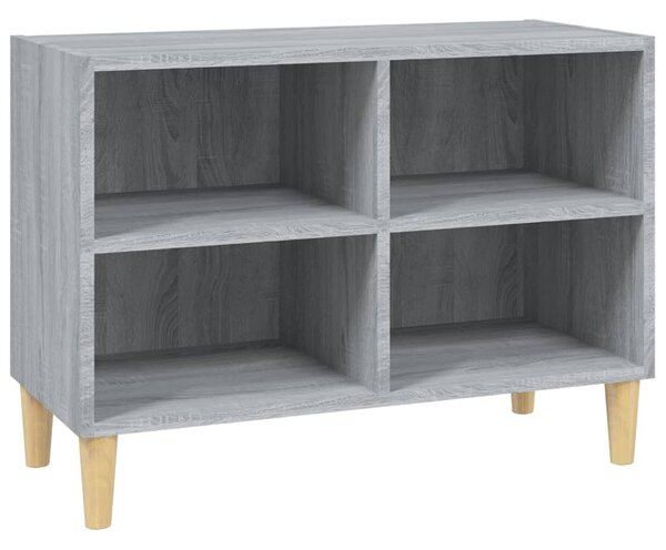 TV Cabinet with Solid Wood Legs Grey Sonoma 69.5x30x50 cm