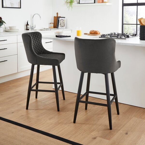 Montreal Counter Height Bar Stool, Velvet Charcoal