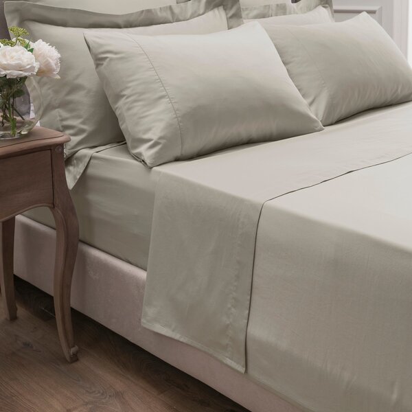 Dorma 300 Thread Count 100% Cotton Sateen Plain Flat Sheet Cream