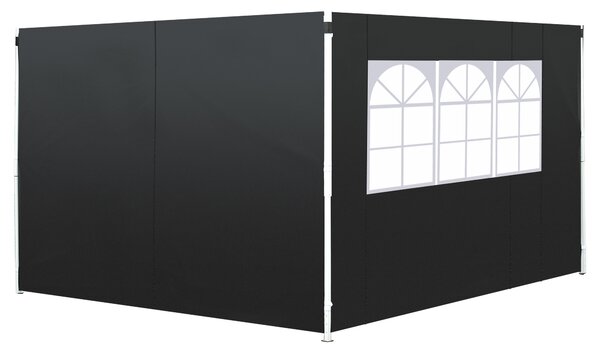 Outsunny 3m Gazebo Exchangeable Side Panels Wall-Black
