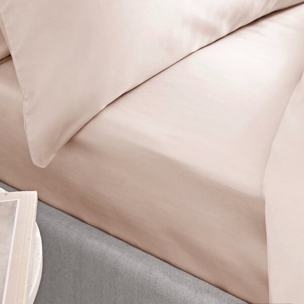 Bianca Cotton 400 Thread Count Bed Linen Fitted Sheet Oyster
