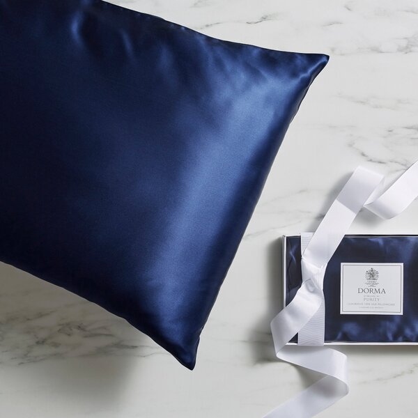 Dorma Navy Silk Pillowcase Navy (Blue)