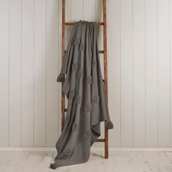 Grey Polka Tufted Throw Grey