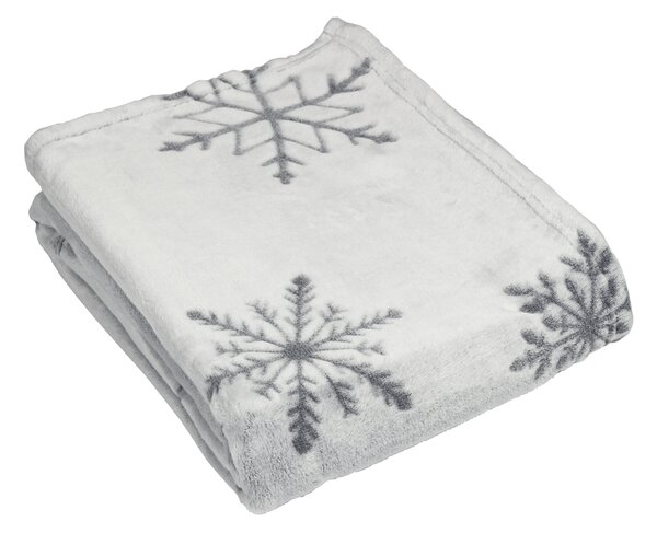 Snowflake Fleece Throw Silver