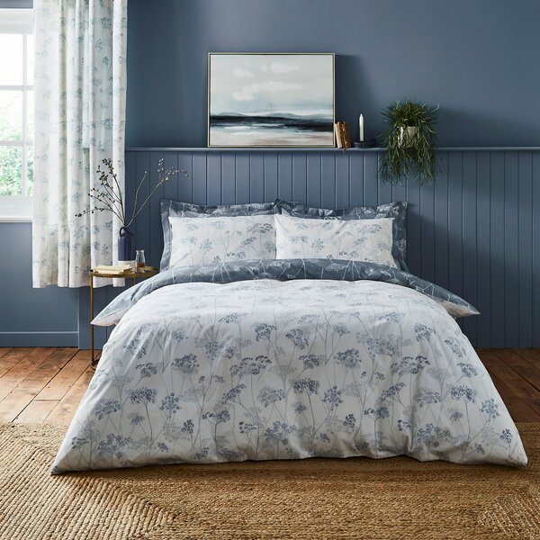 Cow Parsley Duvet Cover and Pillowcase Set Blue/White