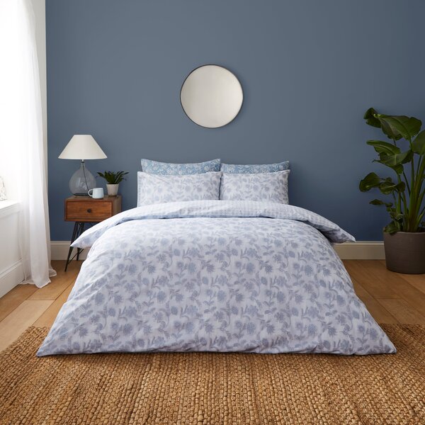 Mabel Blue Duvet Cover and Pillowcase Set Blue/White