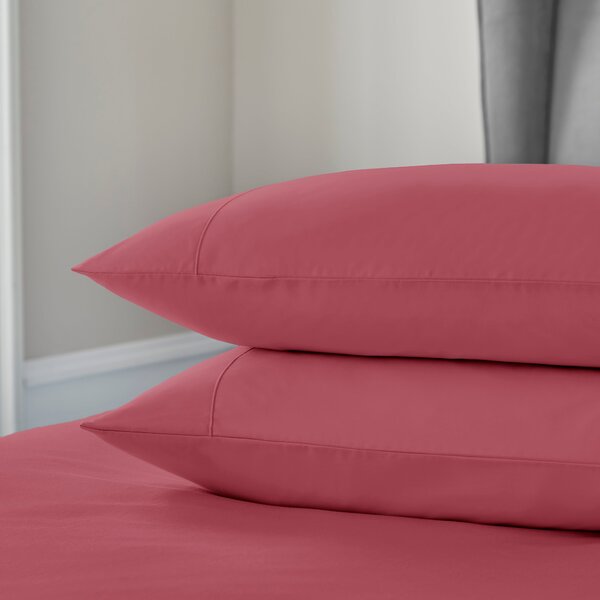Dorma 300 Thread Count 100% Cotton Sateen Plain Cuffed Pillowcase Pink