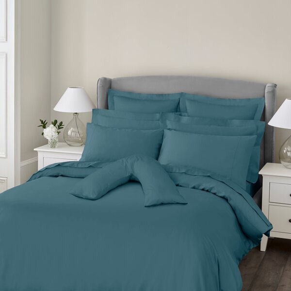 Dorma 300 Thread Count 100% Cotton Sateen Plain V-Shaped Pillowcase Green