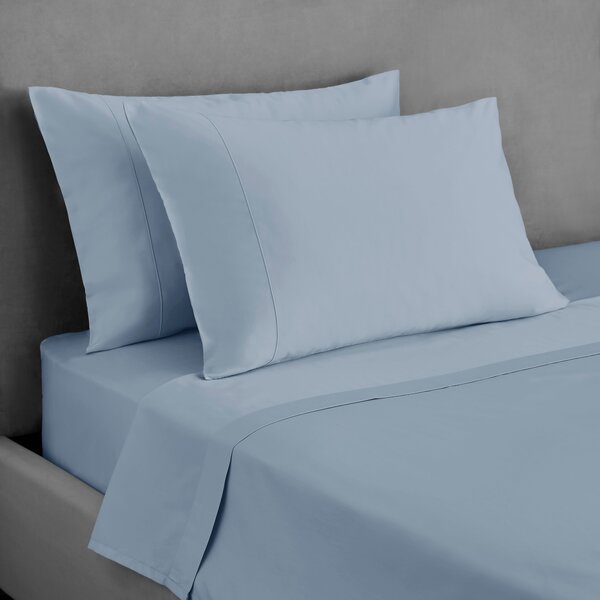 Dorma 300 Thread Count 100% Cotton Sateen Plain Flat Sheet Norfolk Blue