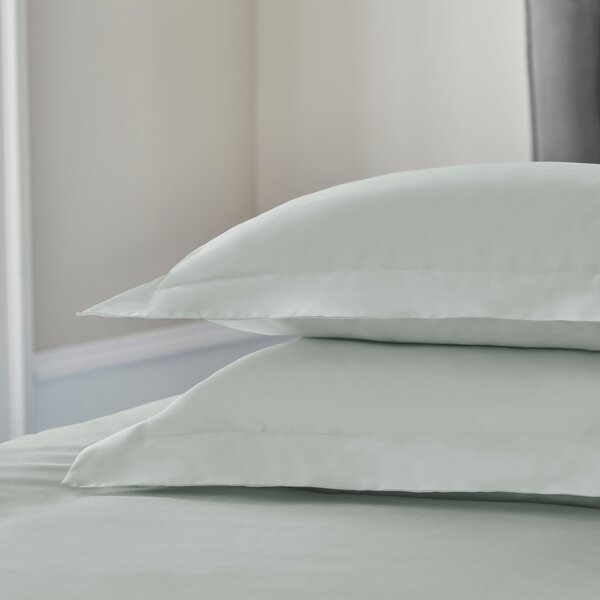 Dorma 300 Thread Count 100% Cotton Sateen Plain Oxford Pillowcase Grey Green
