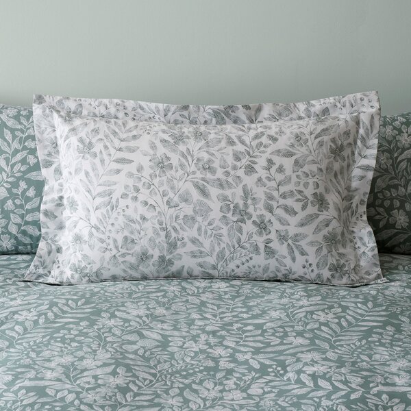 Lyra Arts and Crafts Lilypad Oxford Pillowcase Green/White