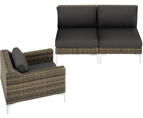 Tectake 404657 modular rattan garden furniture villanova - mottled grey