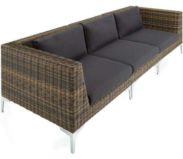 404656 modular rattan garden furniture villanova - set 2 - 3-seater (left corner + middle section + right corner)