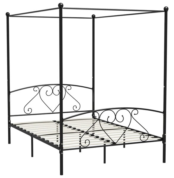 Bed Frame without Mattress with Canopy Black 160x200 cm Metal