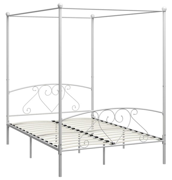 Bed Frame without Mattress with Canopy White 140x200 cm Metal