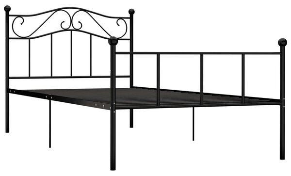 284523 Bed Frame without Mattress Black Metal 90x200 cm