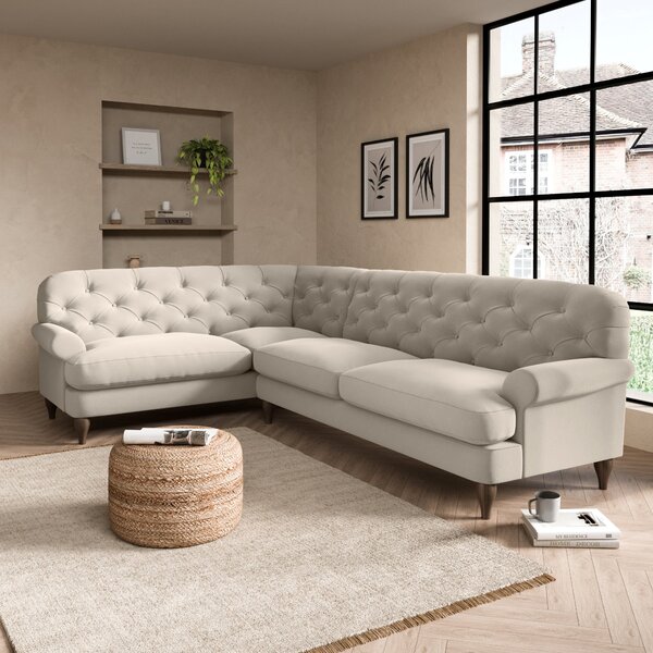 Canterbury Luxury Velvet Left Hand Corner Sofa Brown