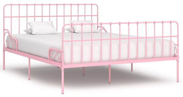 Bed Frame with Slatted Base Pink Metal 200x200 cm
